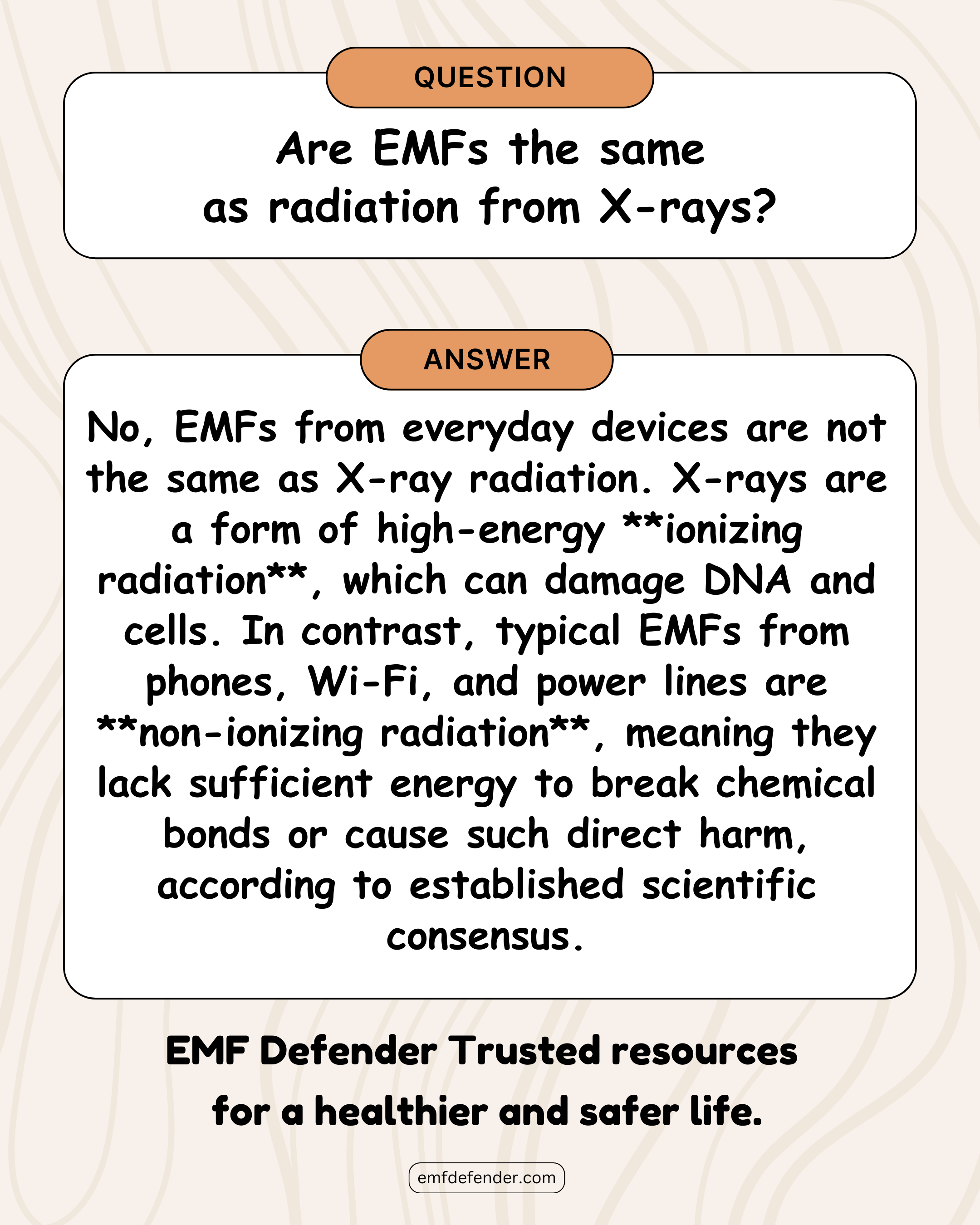 Are EMFs the same as radiation from X-rays?